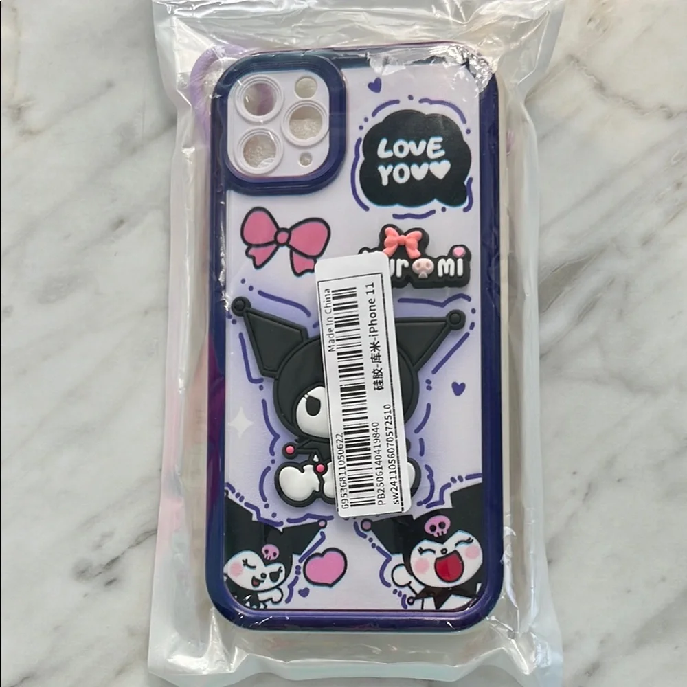 Kuromi Sanrio Themed iPhone Case - Purple iPhone 11 NWT wristlet attachment
